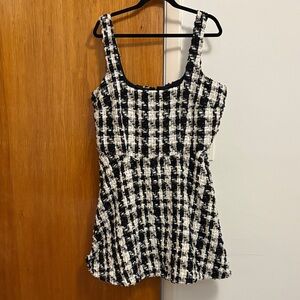 Eloquii Black, White, and Gold Textured Dress